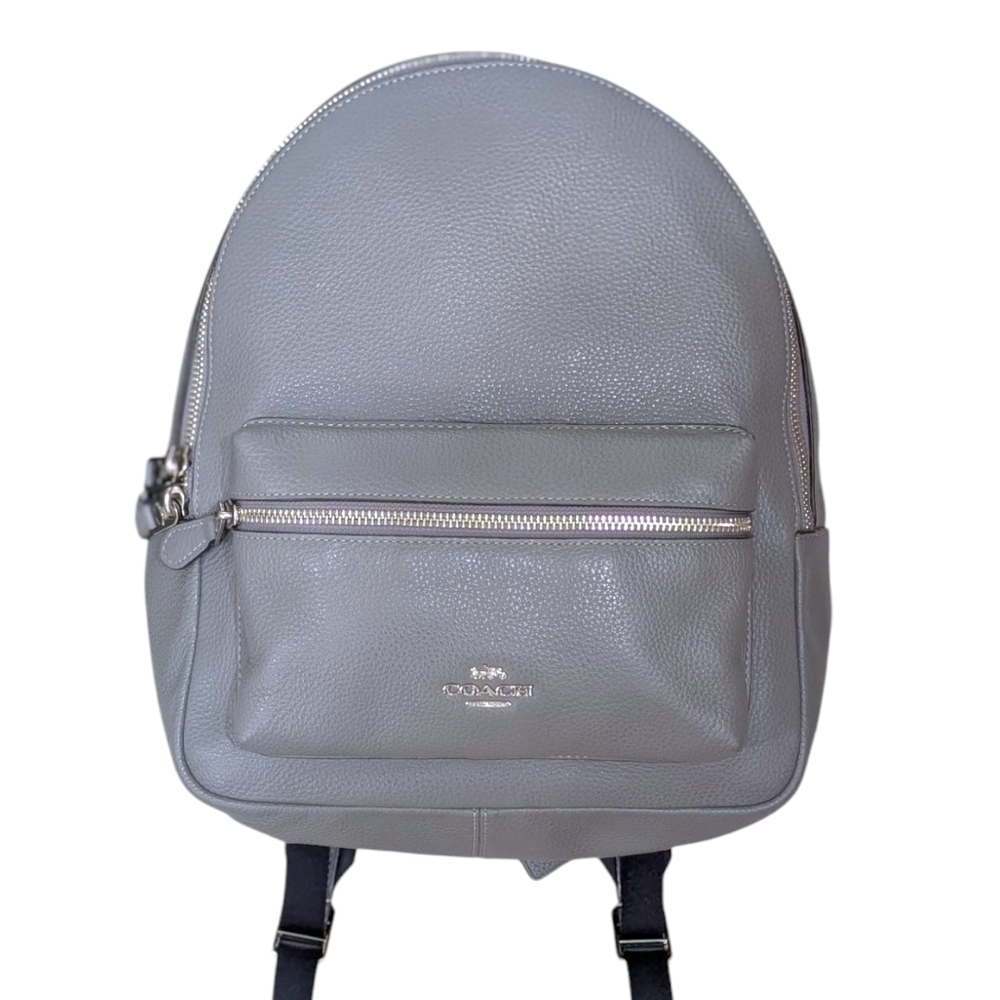 Coach Charlie Gray Leather Backpack - Picture 2 of 12